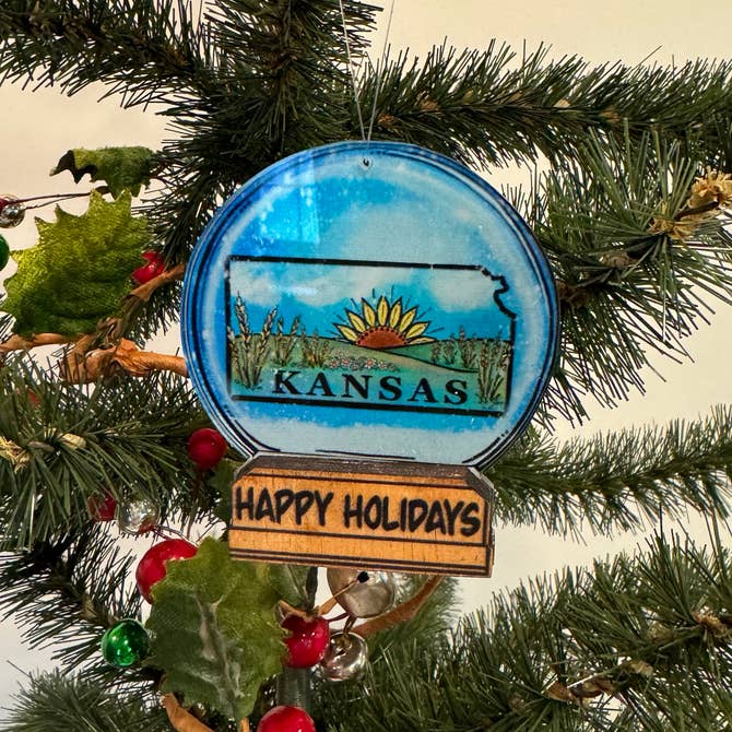 Kansas Snow Globe Ornament