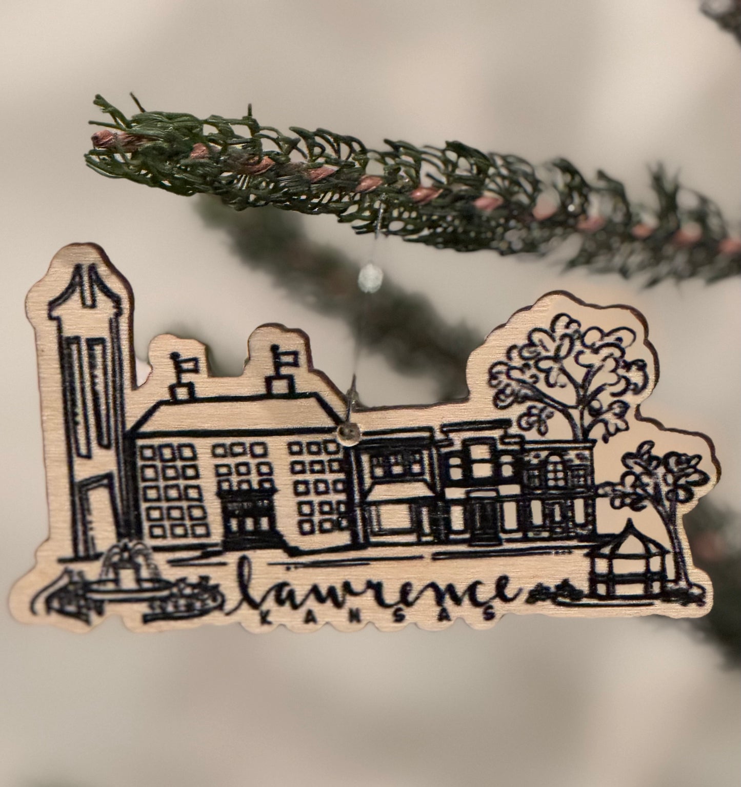 Lawrence Skyline Wood Ornament