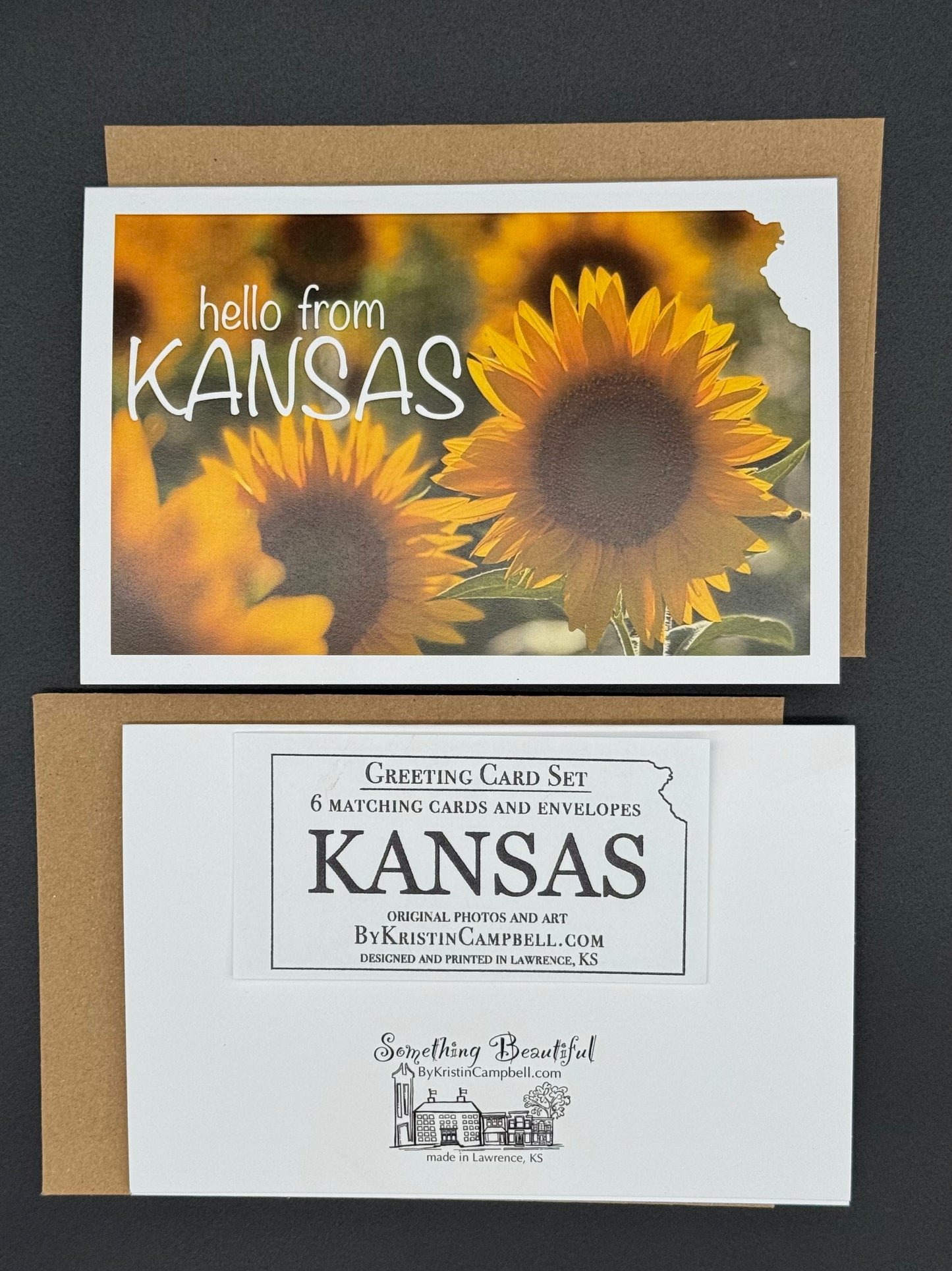 Hello from Kansas Sunflower Greeting Card Set