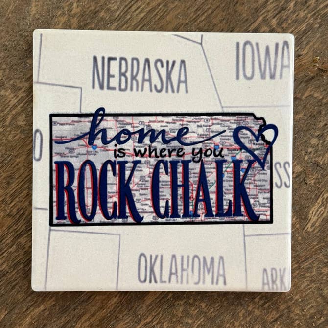 Rock Chalk- State Map Stone Coaster