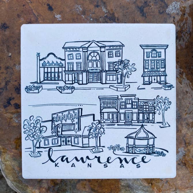Sites of Lawrence Sketch Stone Coaster