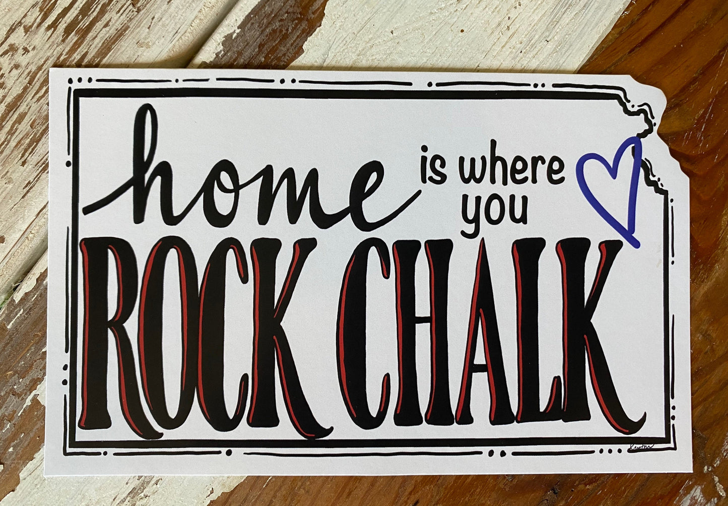 "Home is where you ROCK CHALK" Kansas postcard