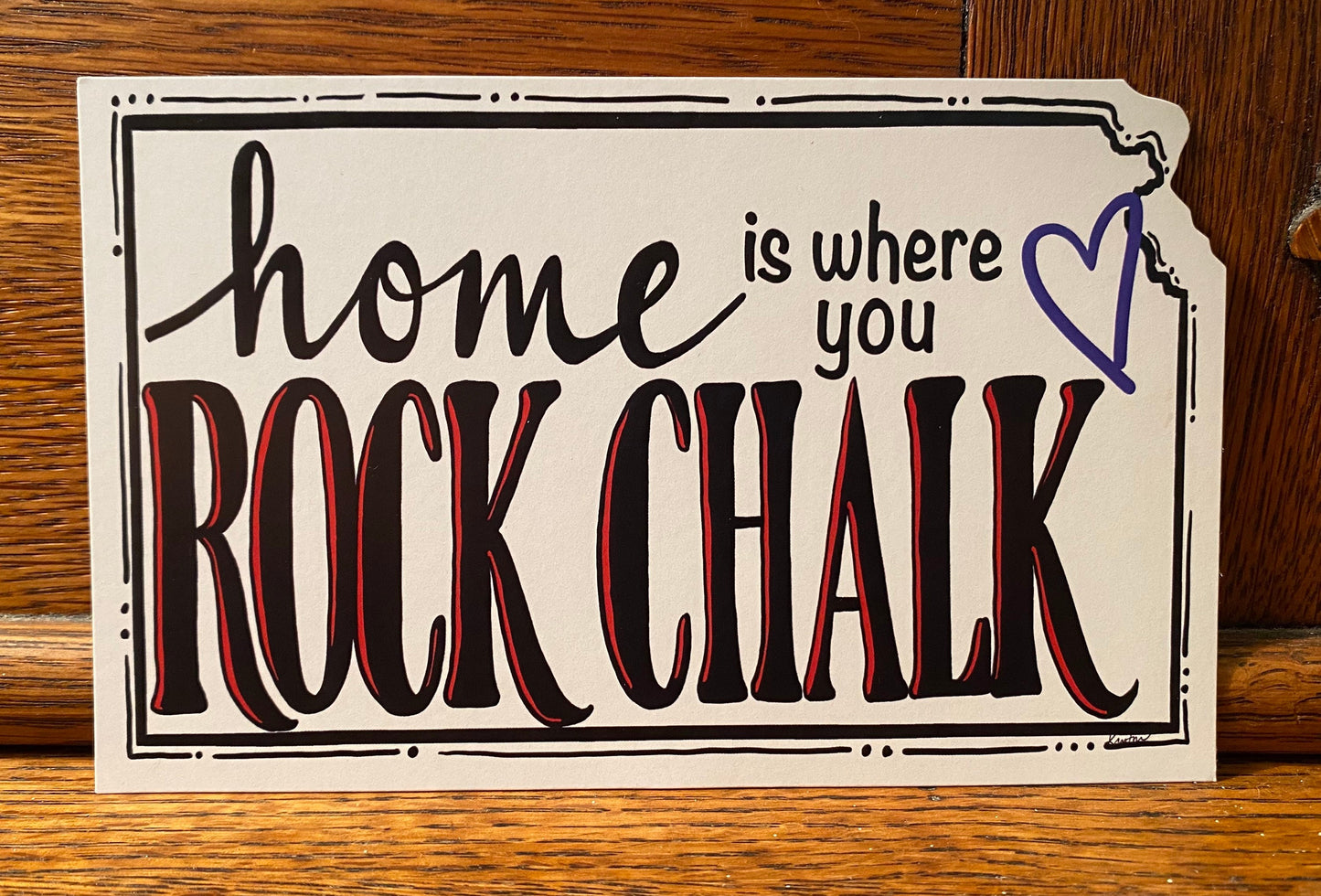 "Home is where you ROCK CHALK" Kansas postcard