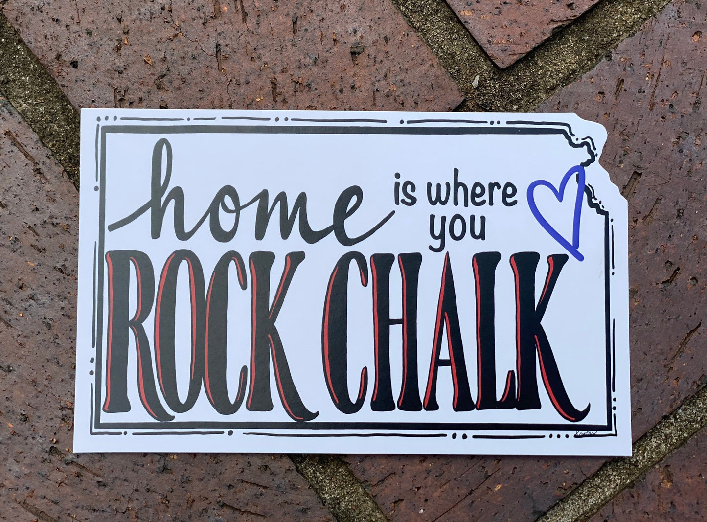 "Home is where you ROCK CHALK" Kansas postcard