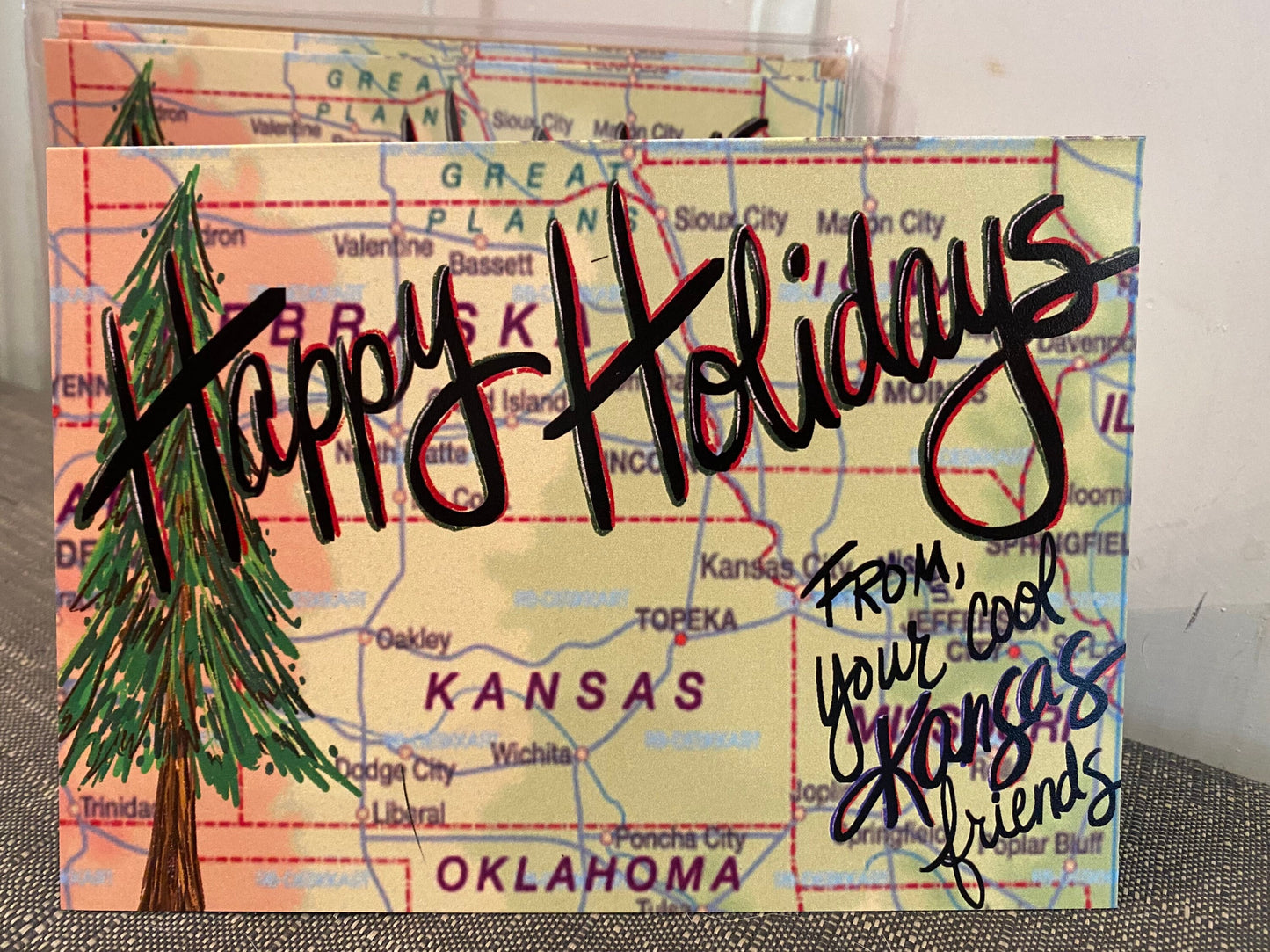 "Happy Holidays from your Cool Kansas Friends" greeting card