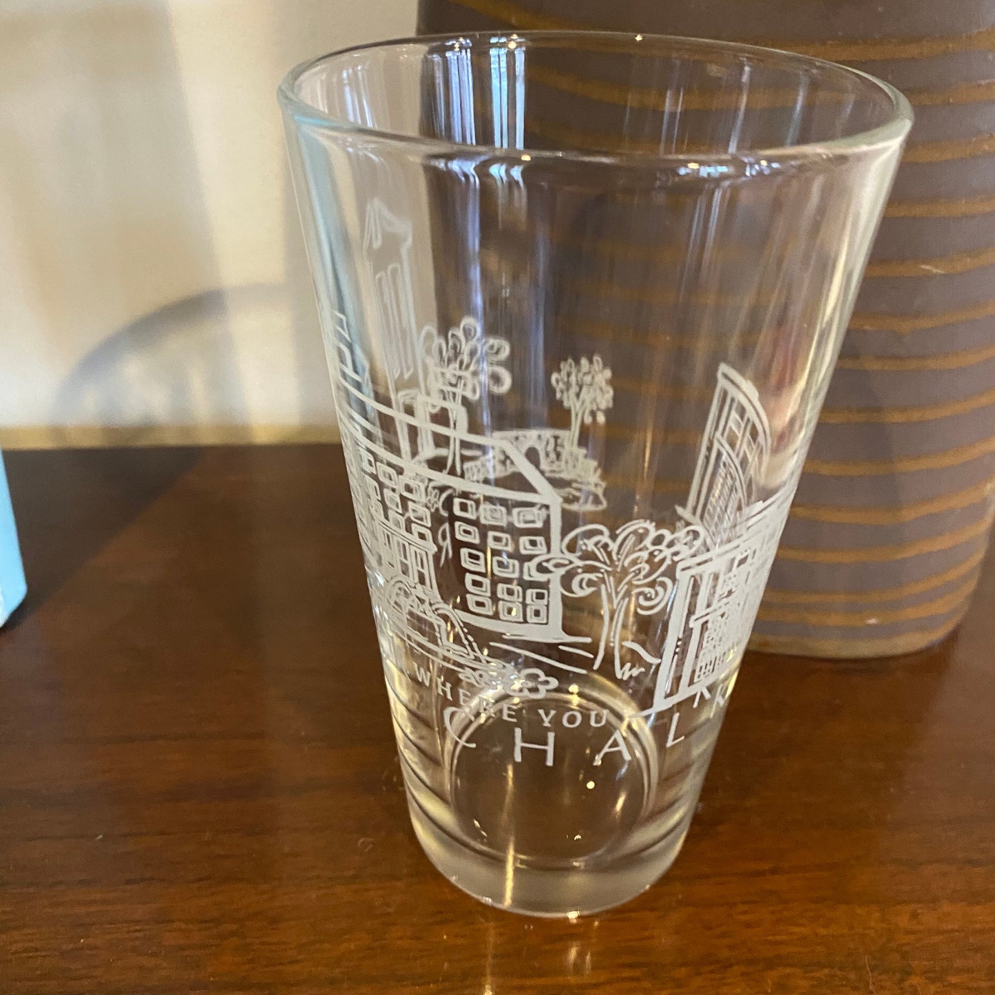 "Home is Where you ROCK CHALK" white wrap pint glass