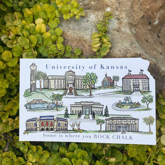 University of Kansas Watercolor Postcard