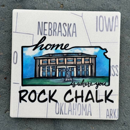 Allen Fieldhouse- State Map Stone Coaster