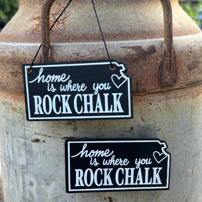 "Home is where you Rock Chalk" Kansas Chalkboard Magnet