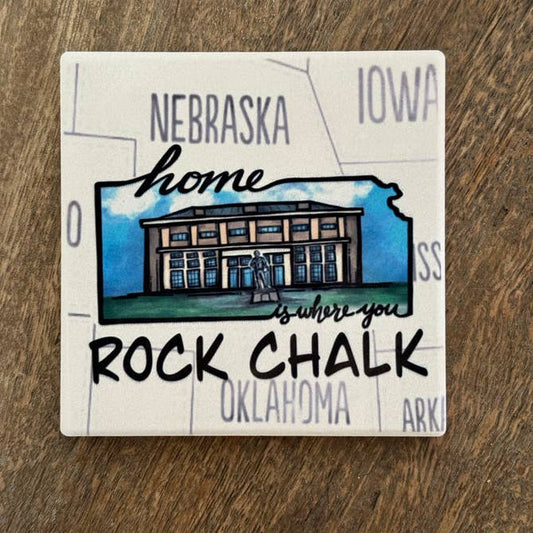 KU Football- State Map Stone Coaster