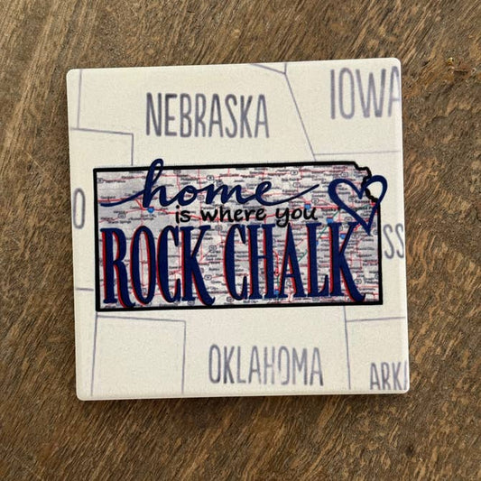 Rock Chalk- State Map Stone Coaster