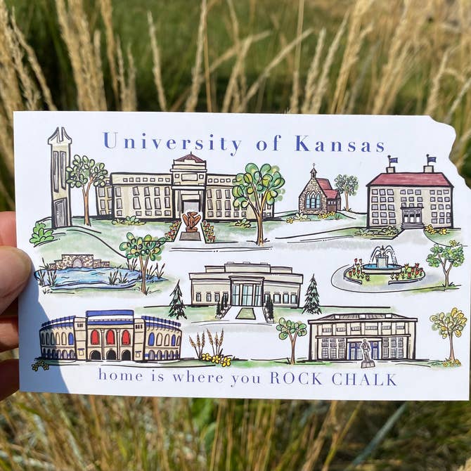 University of Kansas Watercolor Postcard