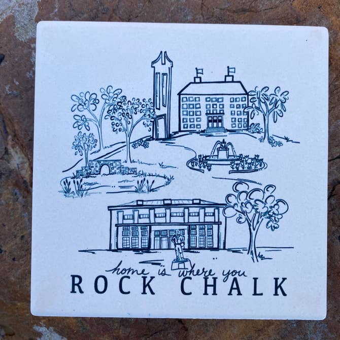 Sites of KU Campus Sketch Stone Coaster