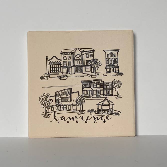 Sites of Lawrence Sketch Stone Coaster