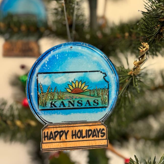 Kansas Snow Globe Ornament