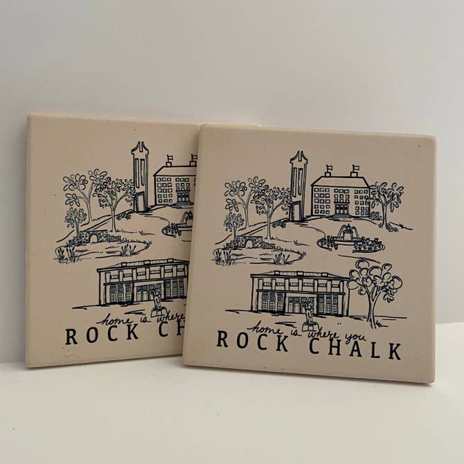 Sites of KU Campus Sketch Stone Coaster