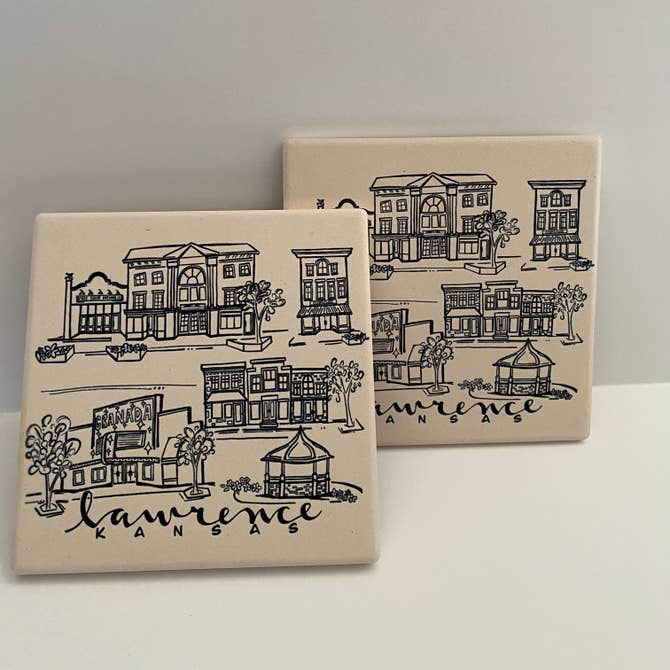 Sites of Lawrence Sketch Stone Coaster