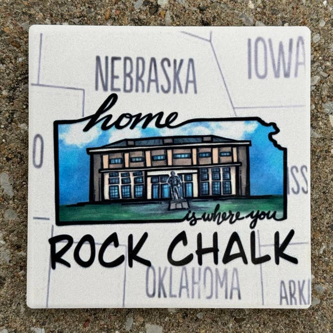 Allen Fieldhouse- State Map Stone Coaster