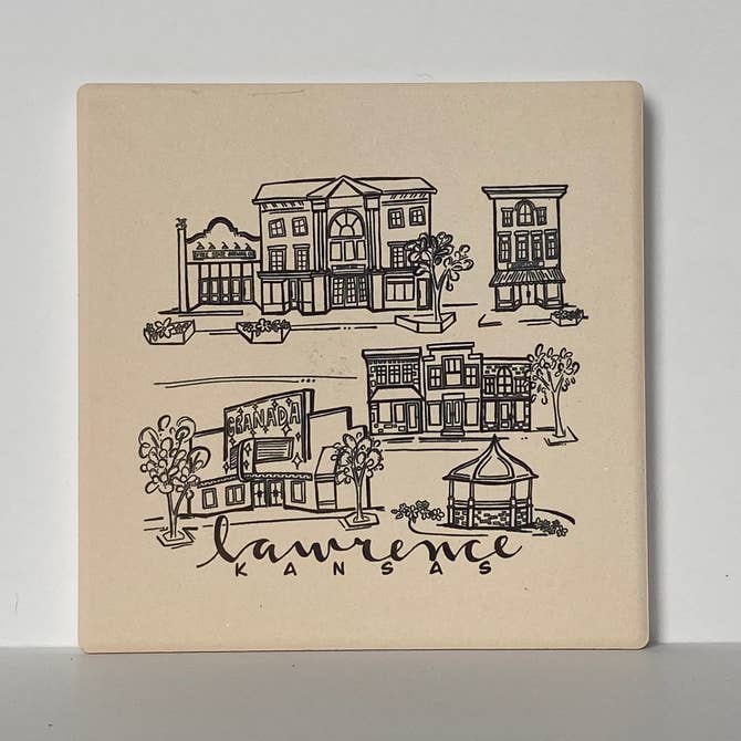 Sites of Lawrence Sketch Stone Coaster