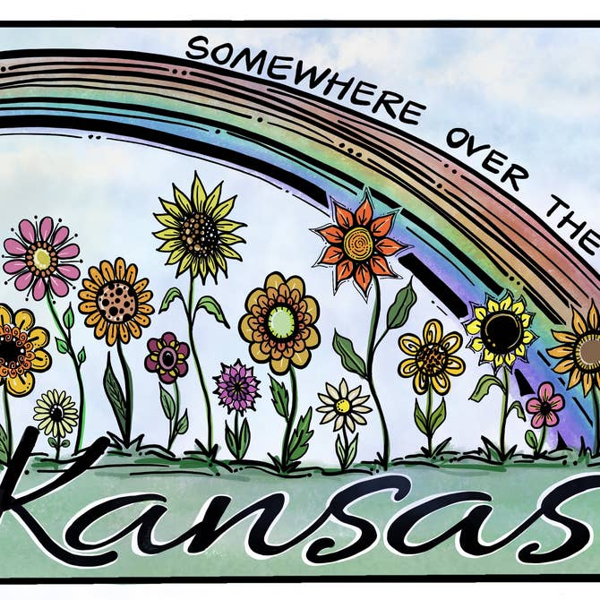 Somewhere Over the Rainbow- Kansas Postcard