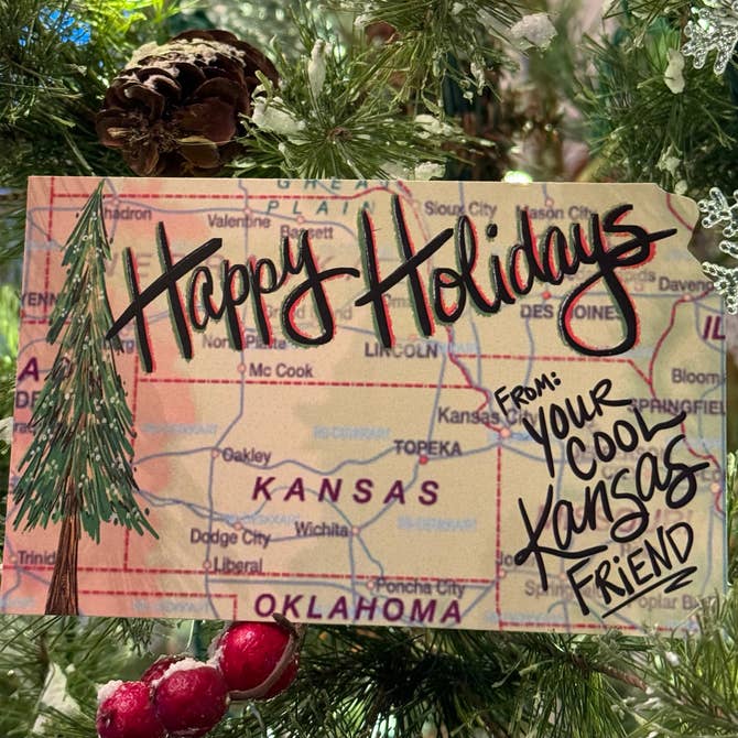 Happy Holidays from Your Cool Kansas Friend Postcard