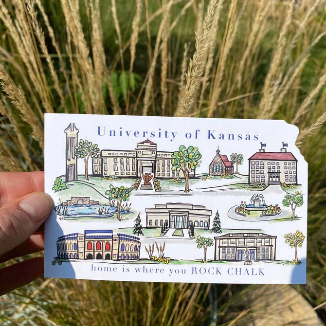 University of Kansas Watercolor Postcard