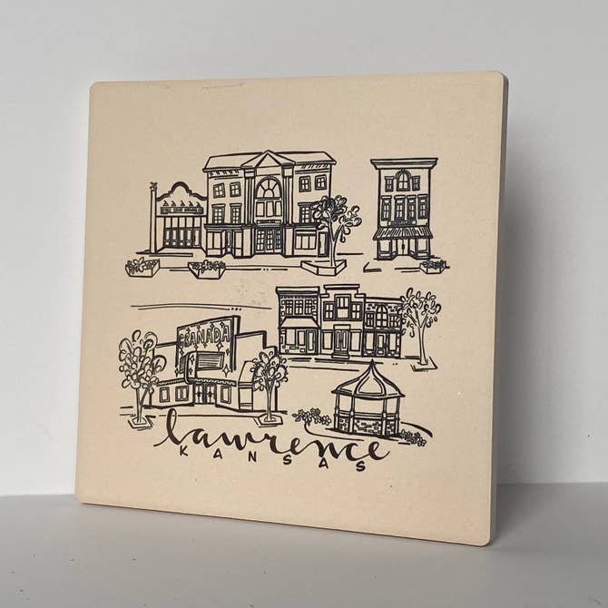 Sites of Lawrence Sketch Stone Coaster