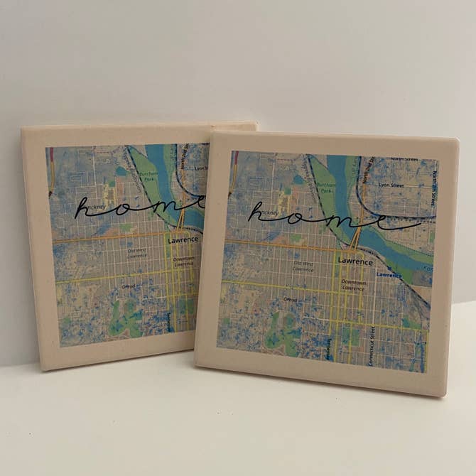 Lawrence Home Map Stone Coaster