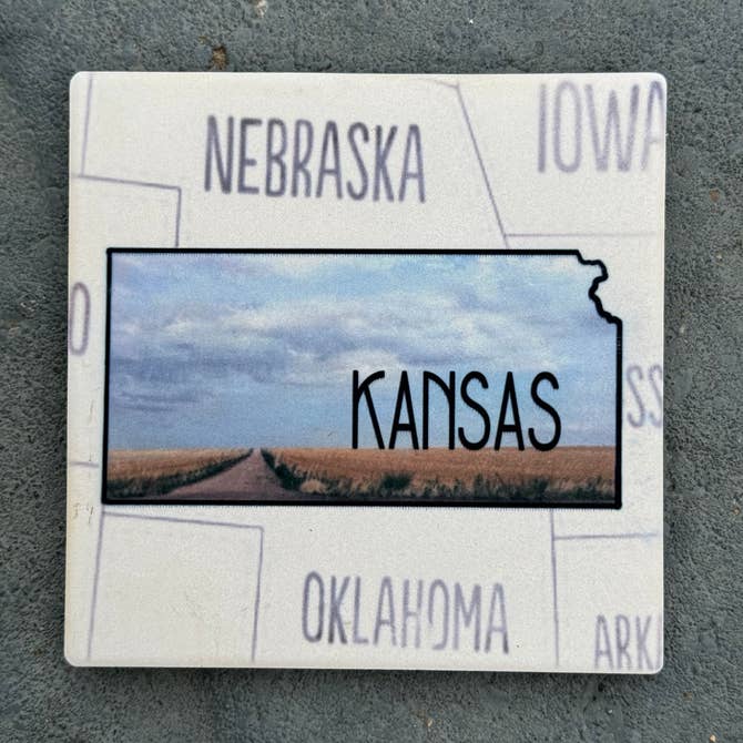 Kansas Plains- State Map Stone Coaster