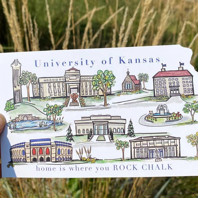 University of Kansas Watercolor Postcard