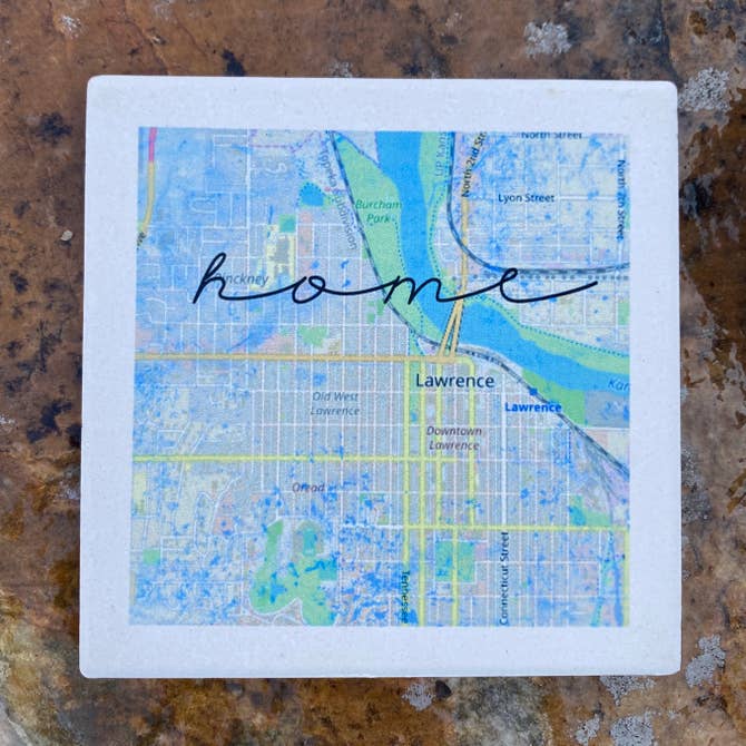 Lawrence Home Map Stone Coaster