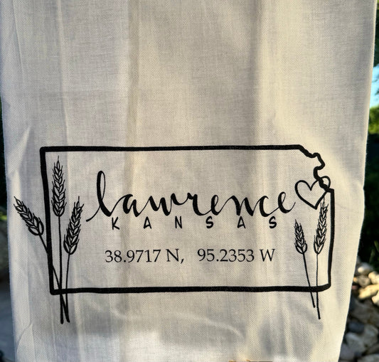 Lawrence, Kansas Coordinates Towel