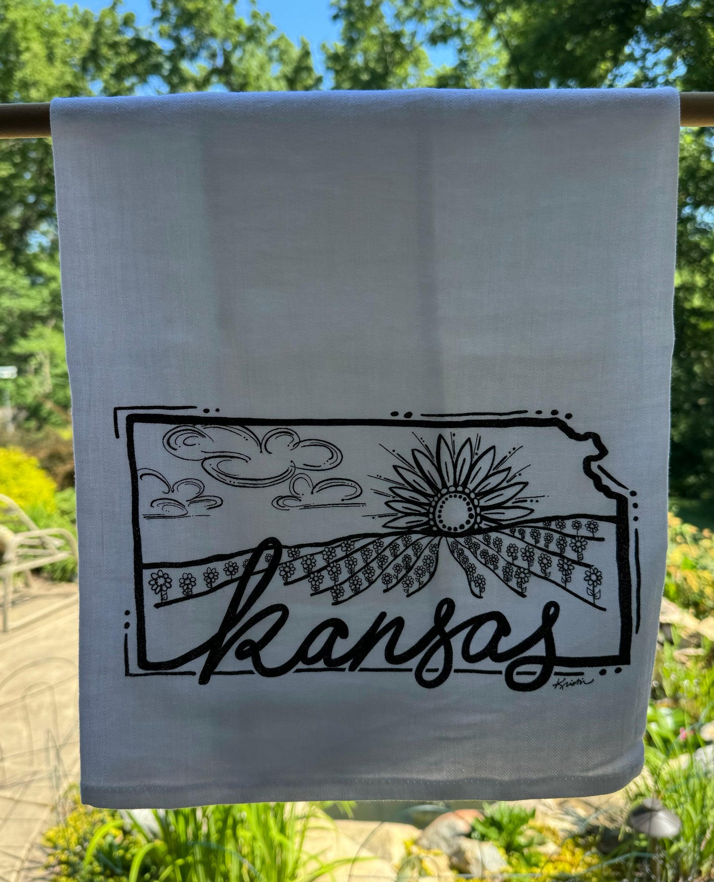 Kansas Sunflower Sunset Tea Towel