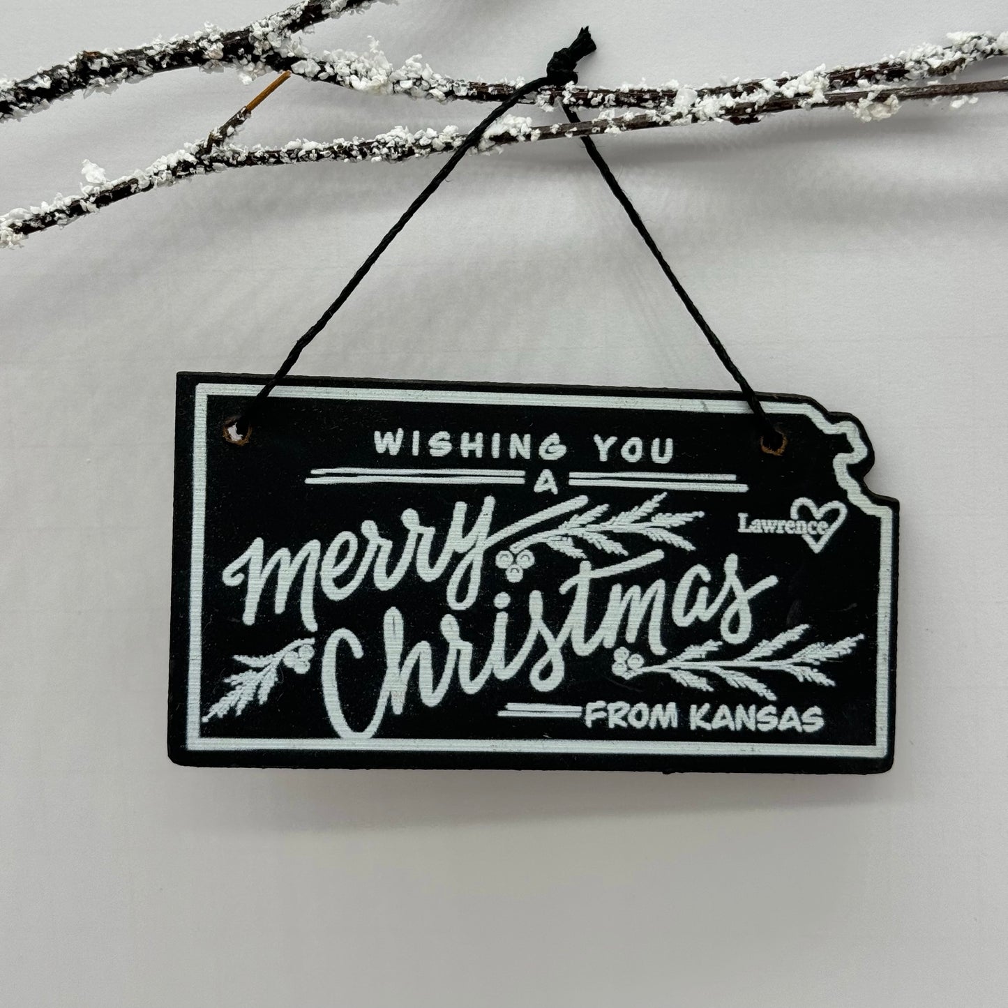 "Wishing You a Merry Christmas from Lawrence, KS" Ornament