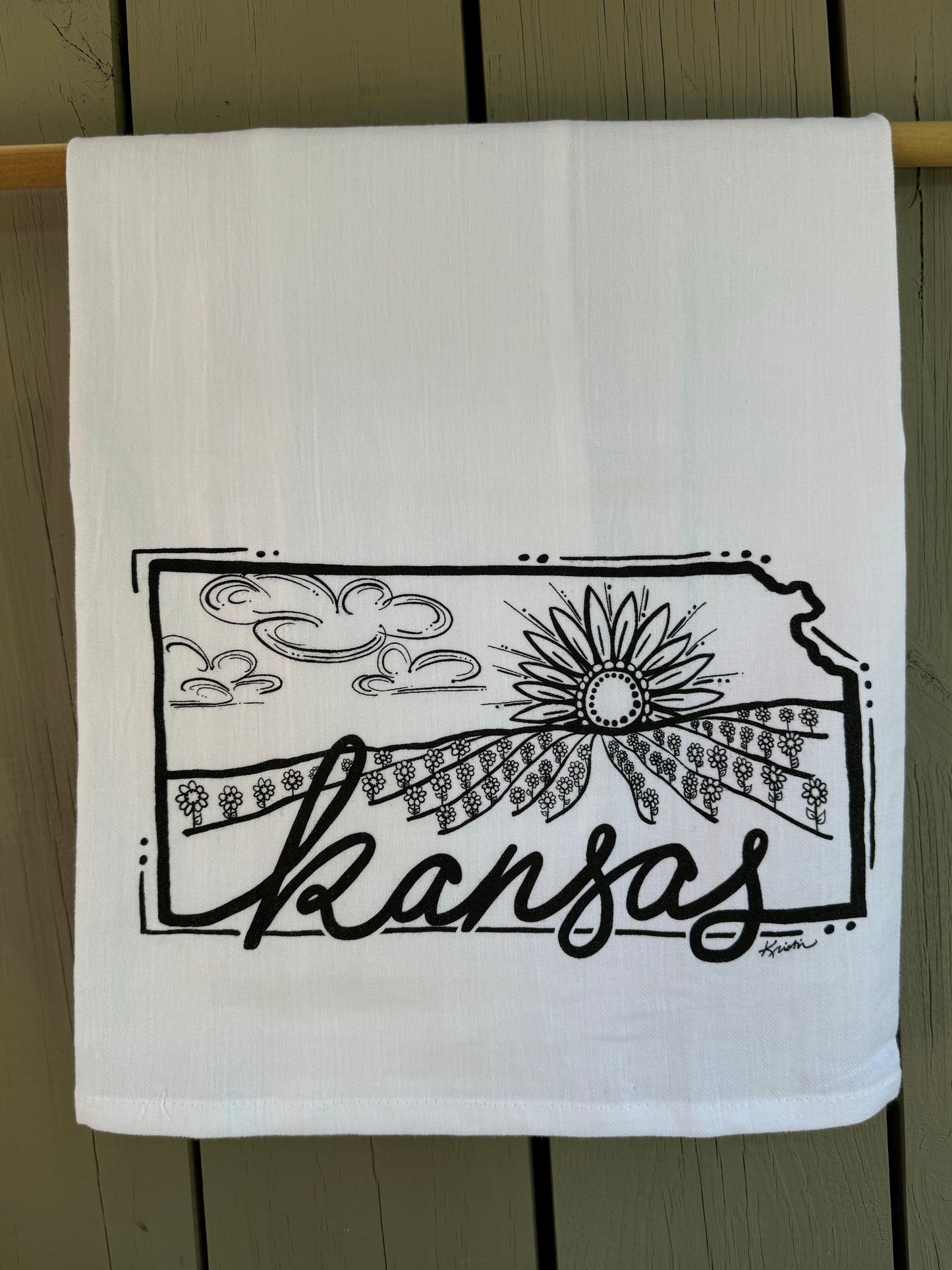 Kansas Sunflower Sunset Tea Towel