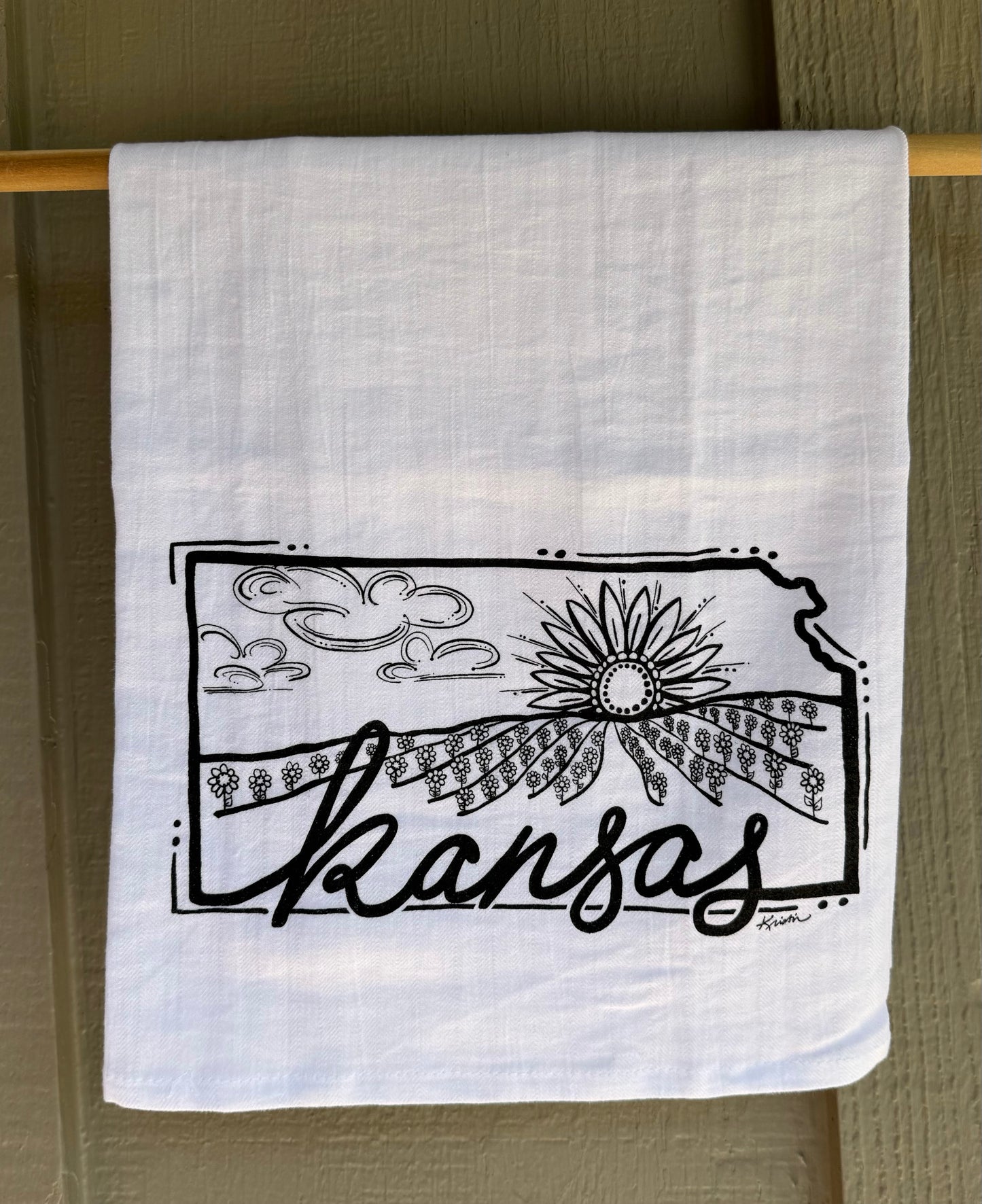 Kansas Sunflower Sunset Tea Towel