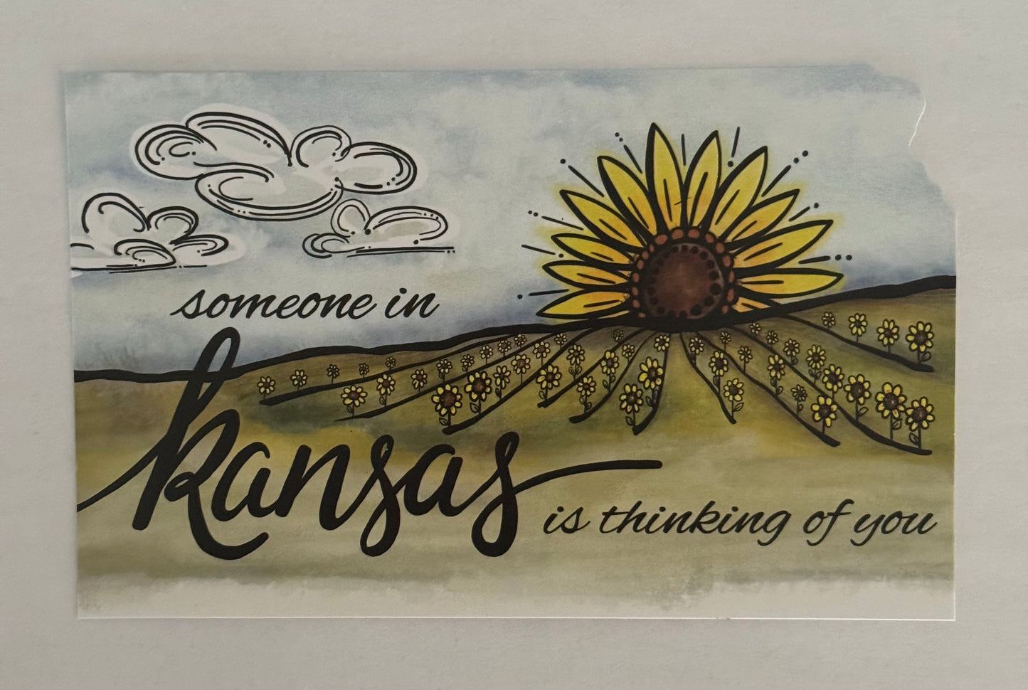 “Thinking of you” Kansas Sunflower Sunset Postcard