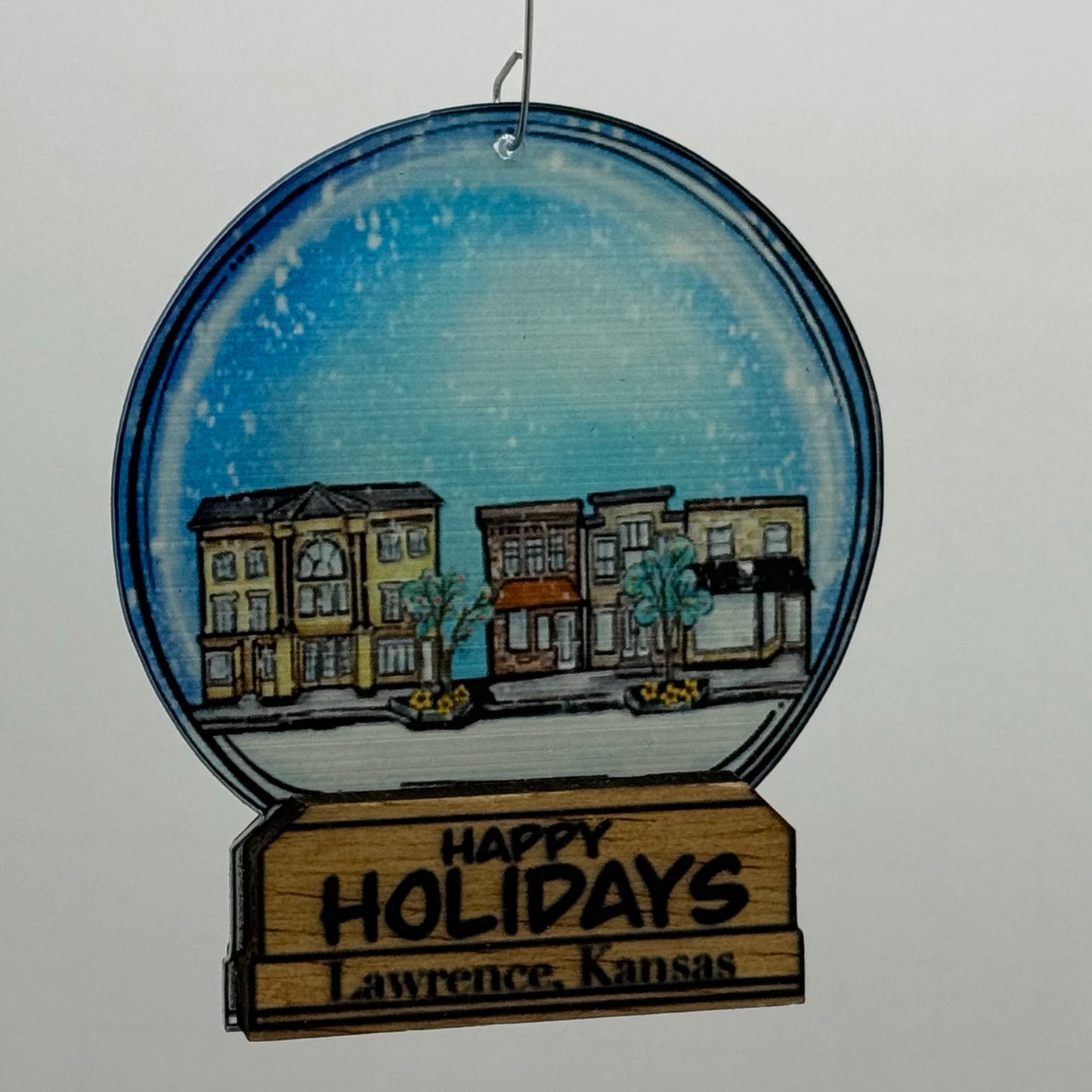 "Happy Holidays" Lawrence, KS Snow Globe Ornament