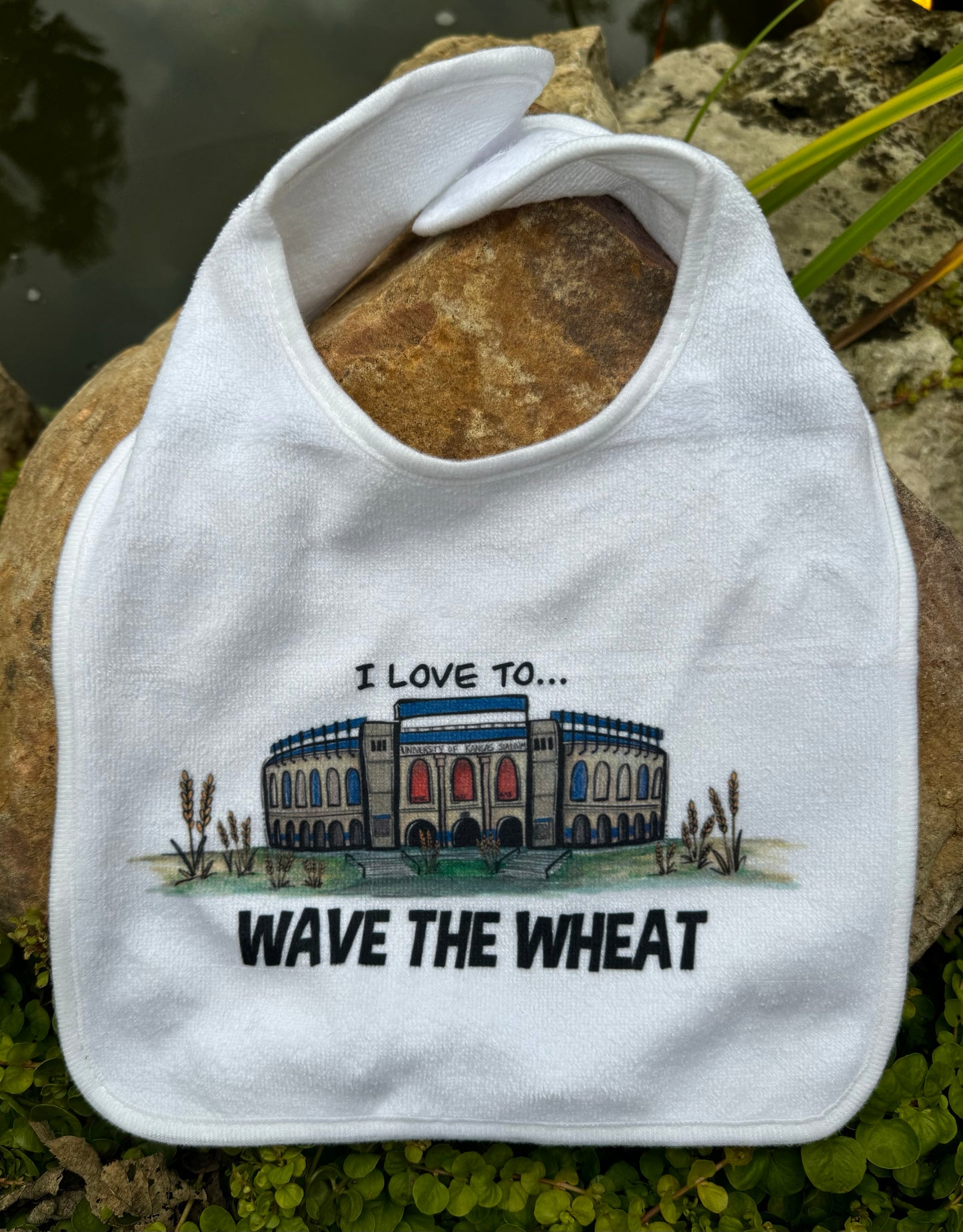 “I Love to Wave the Wheat” KU Football Baby Bib