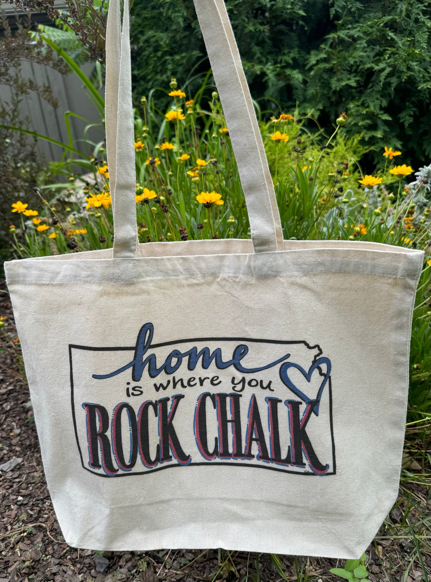 “Home is Where You Rock Chalk” full color tote bag