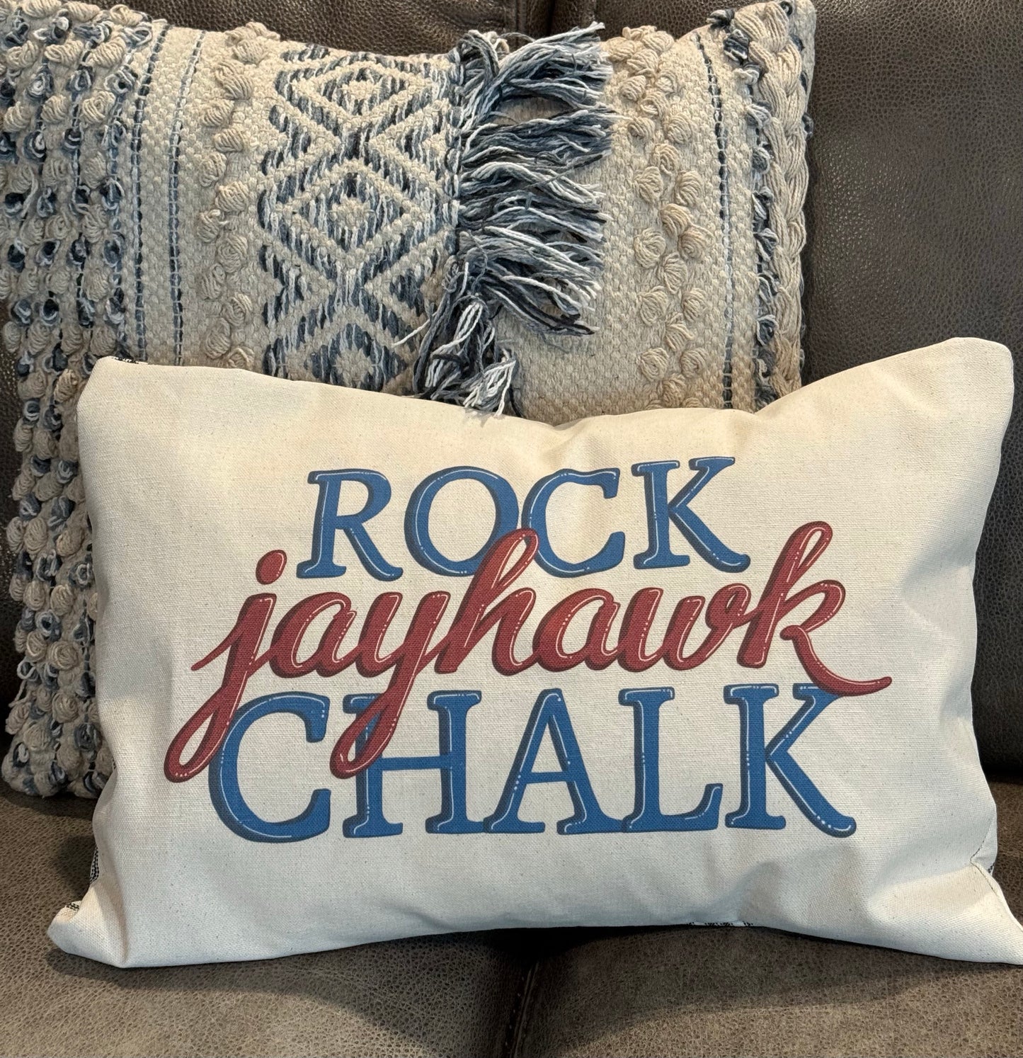 Rock Chalk Jayhawk Pillow