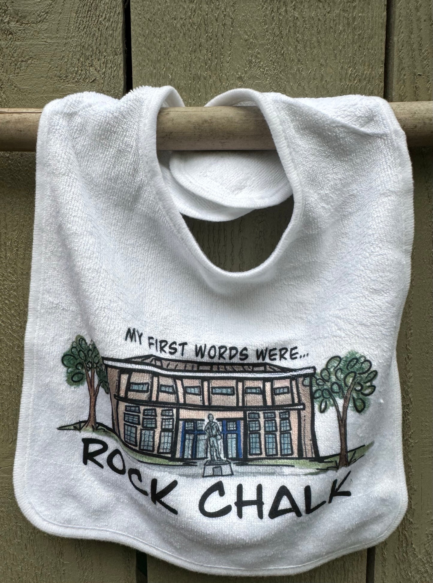 “My First Words Were… ROCK CHALK” Allen Fieldhouse Baby Bib