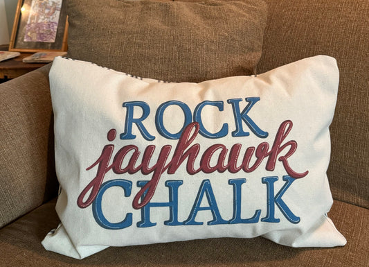 Rock Chalk Jayhawk Pillow