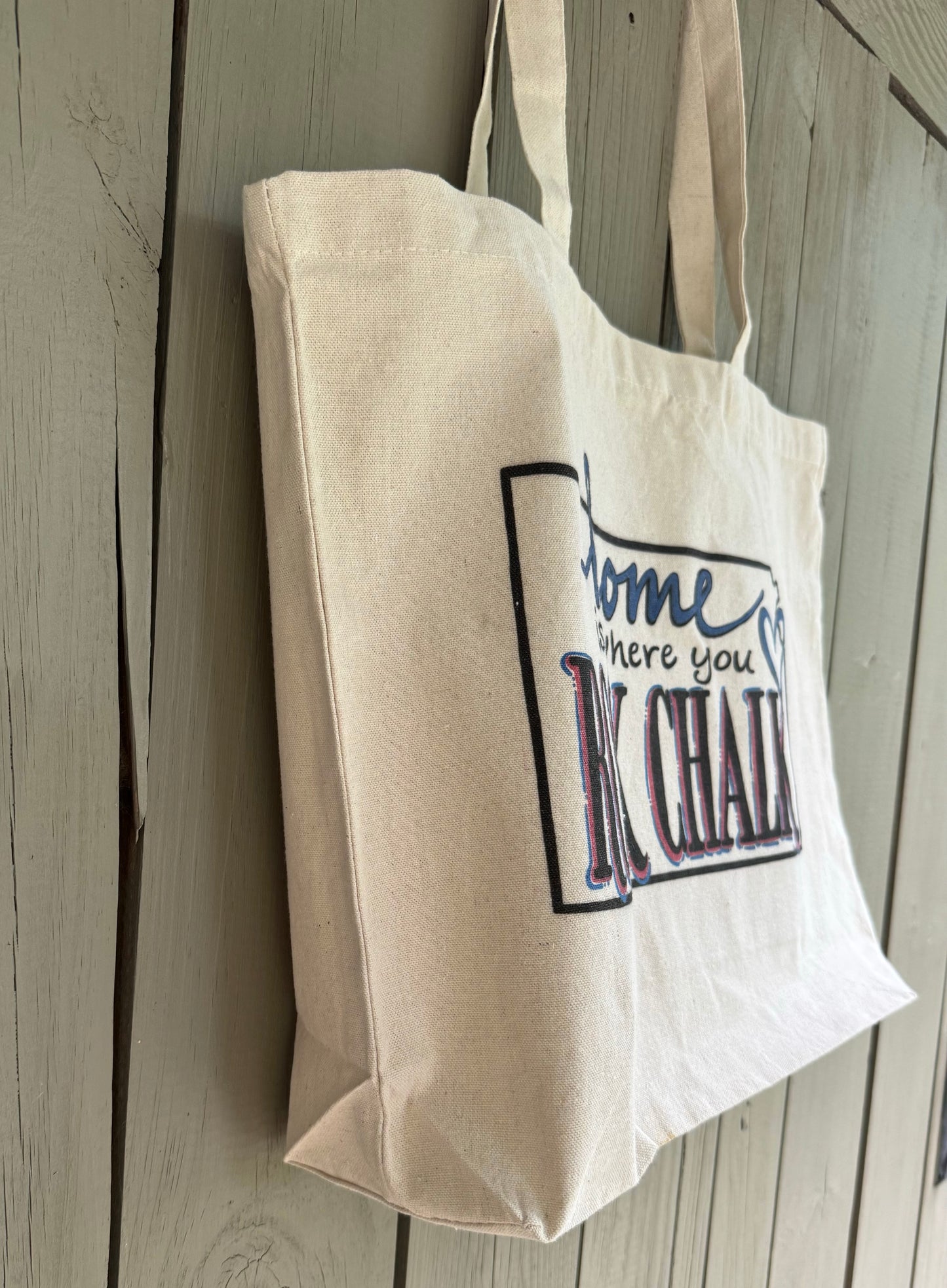 “Home is Where You Rock Chalk” full color tote bag