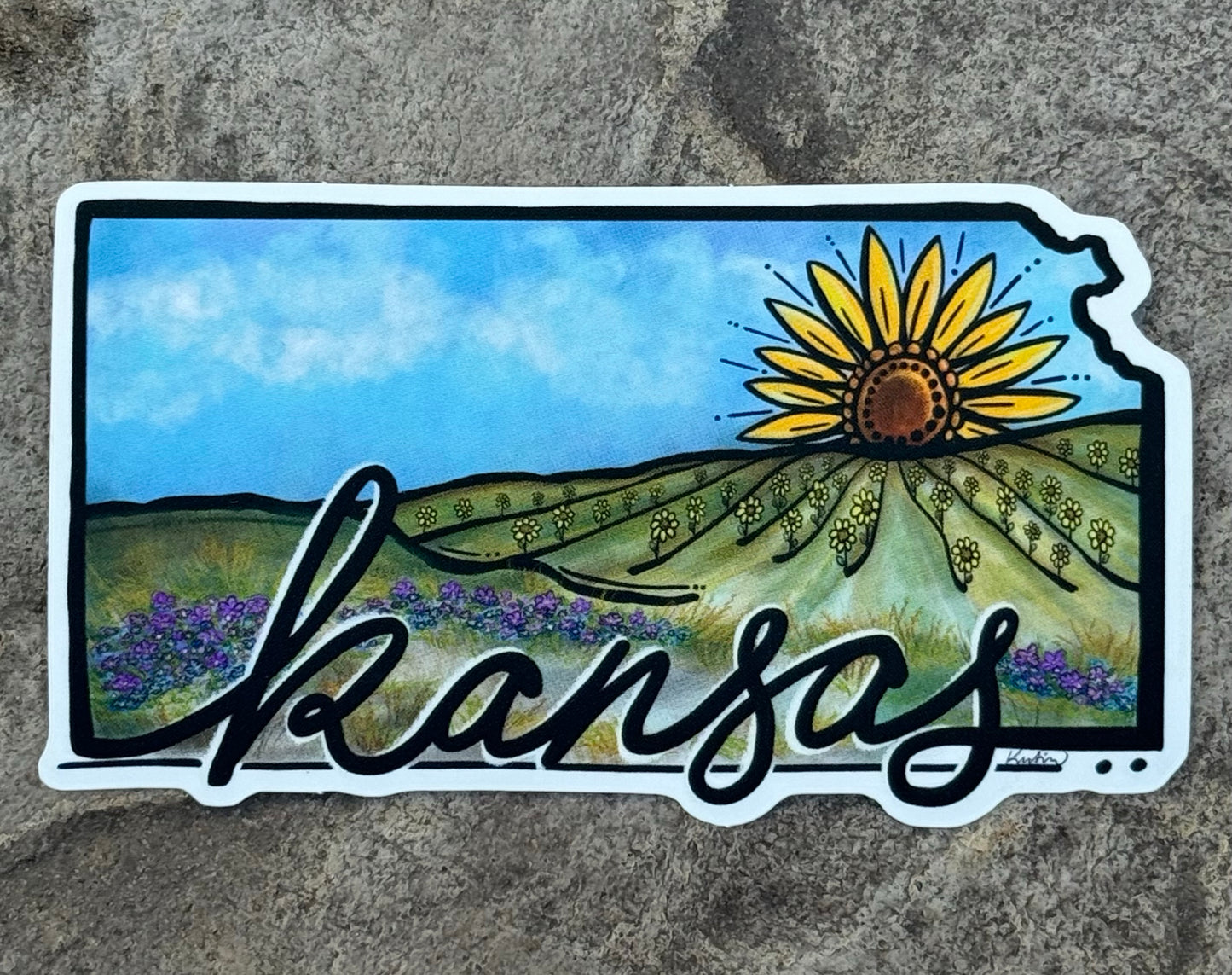 Painted Kansas Sunflower Sunset Sticker