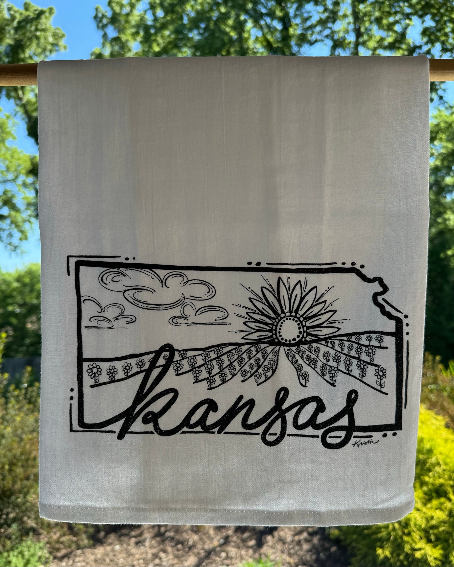 Kansas Sunflower Sunset Tea Towel