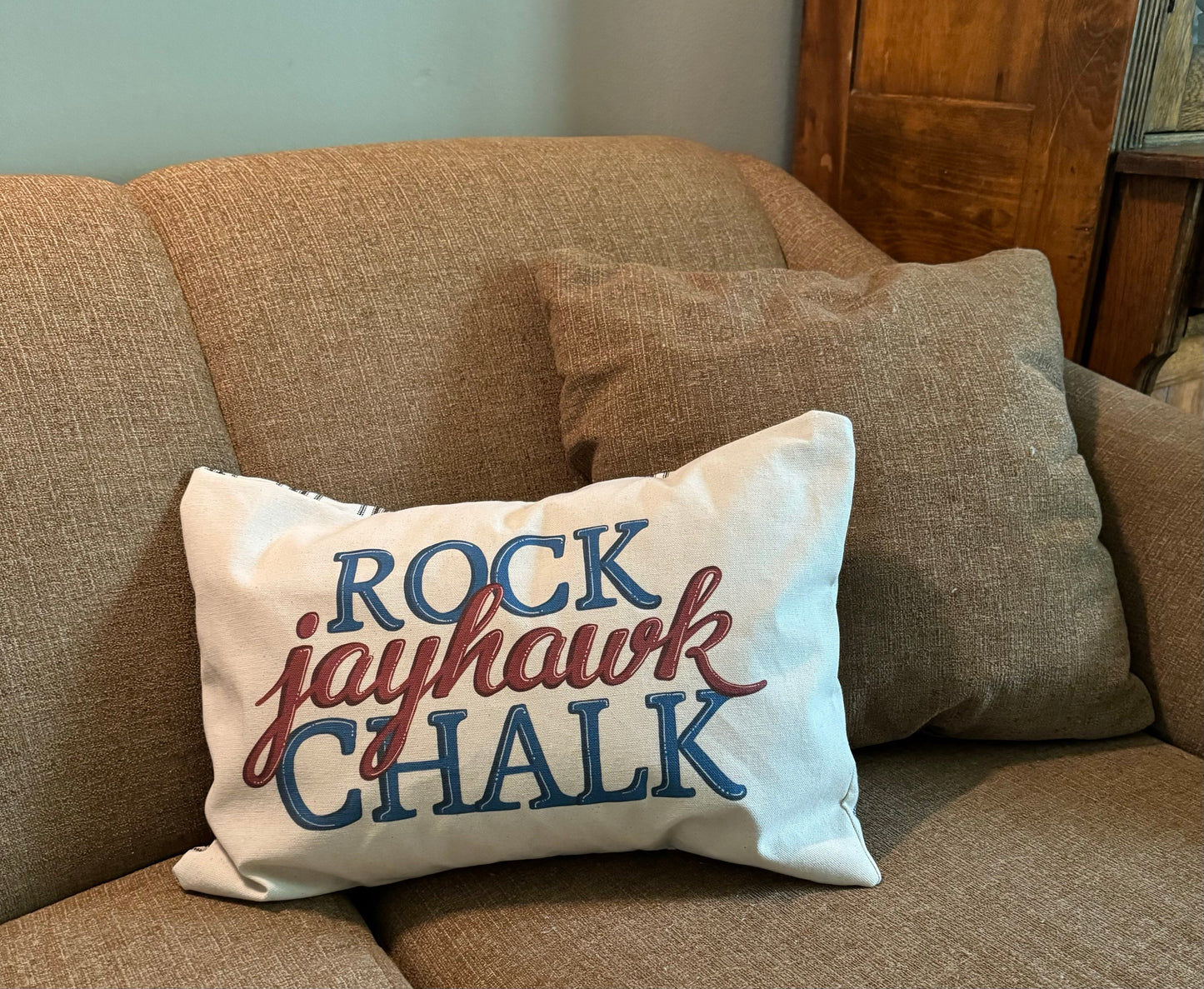 Rock Chalk Jayhawk Pillow