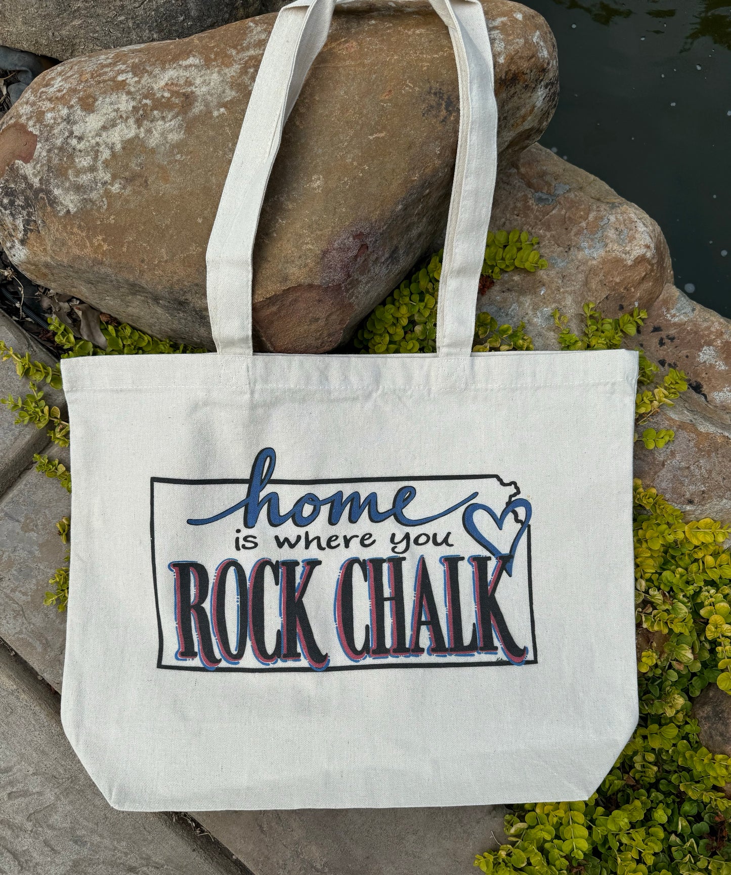 “Home is Where You Rock Chalk” full color tote bag