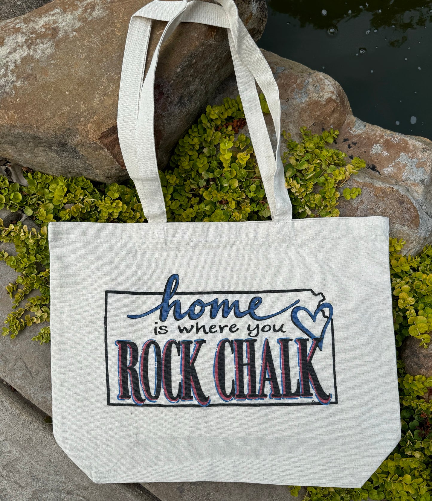 “Home is Where You Rock Chalk” full color tote bag