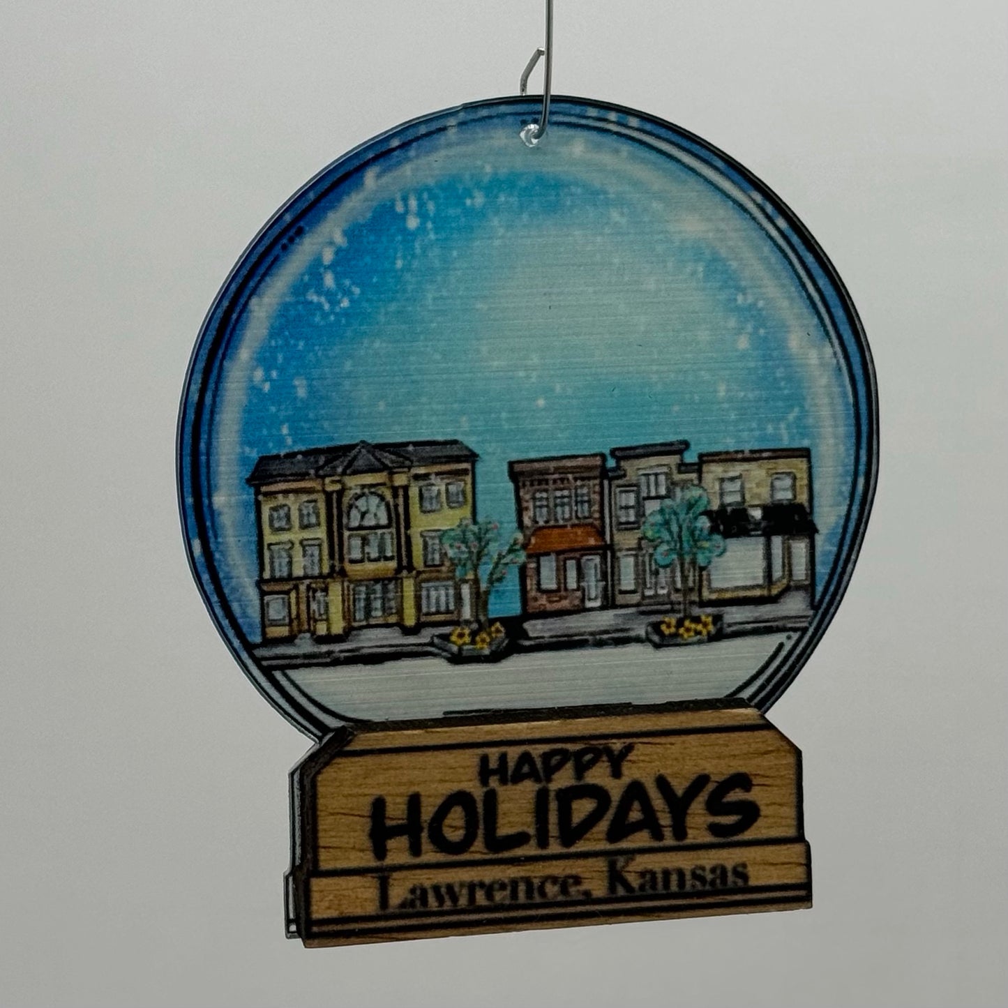 "Happy Holidays" Lawrence, KS Snow Globe Ornament